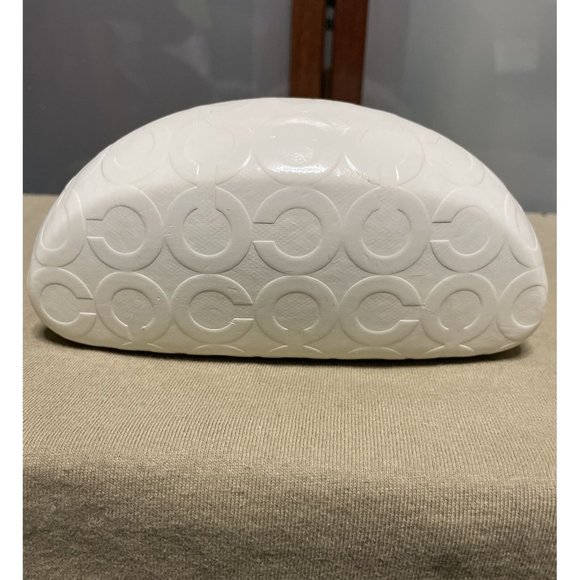 Coach Sunglasses Eyeglass White Signature Monogram Leather Hard Clamshell Case - Picture 2 of 8